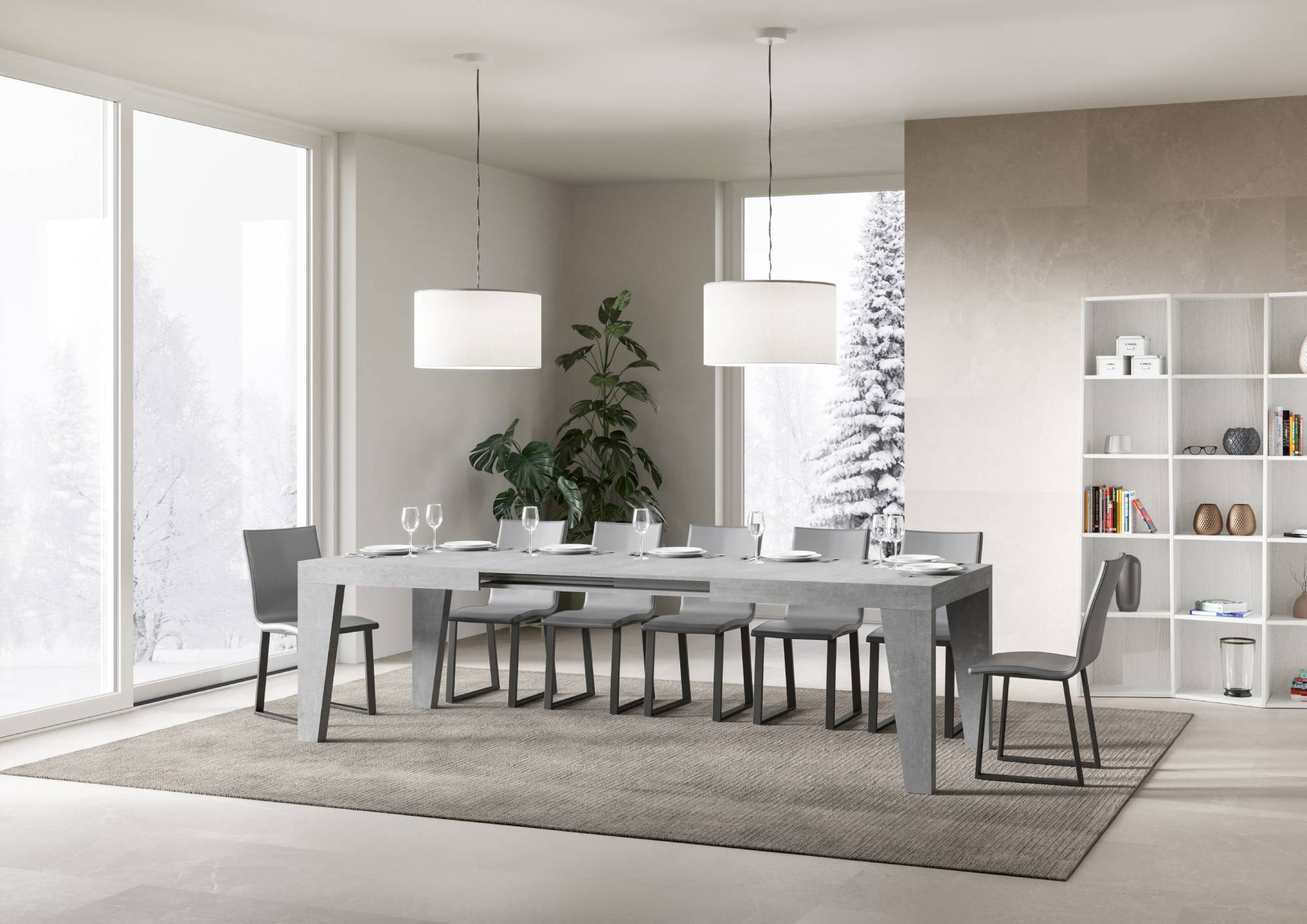 Tavolo allungabile 90x160/420 cm Naxor Cemento