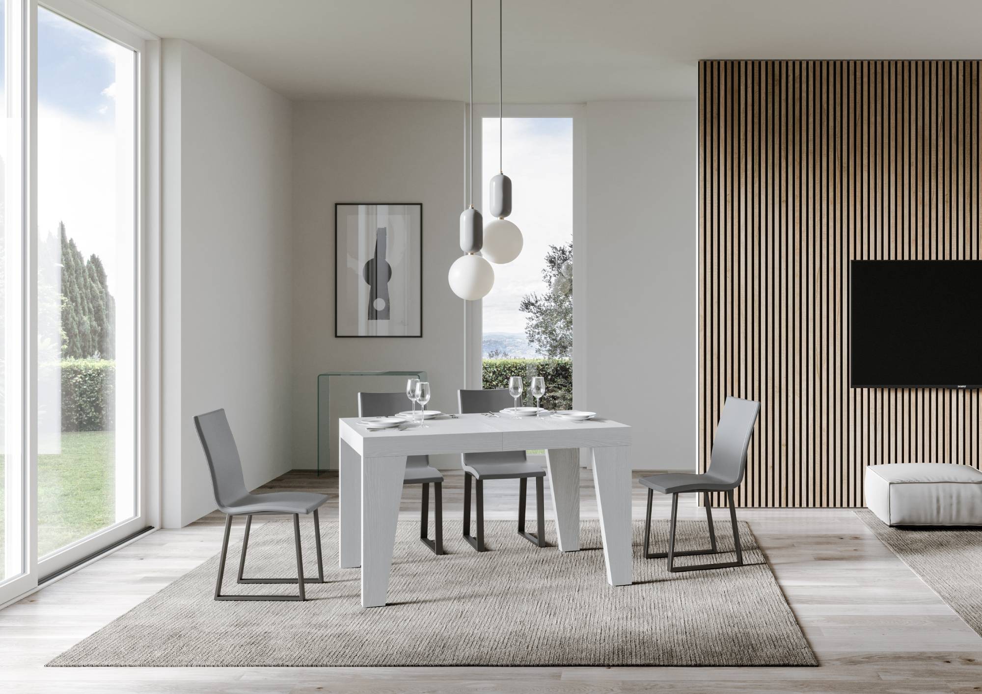 Tavolo allungabile 90x140/244 cm Naxor Premium Bianco Frassino