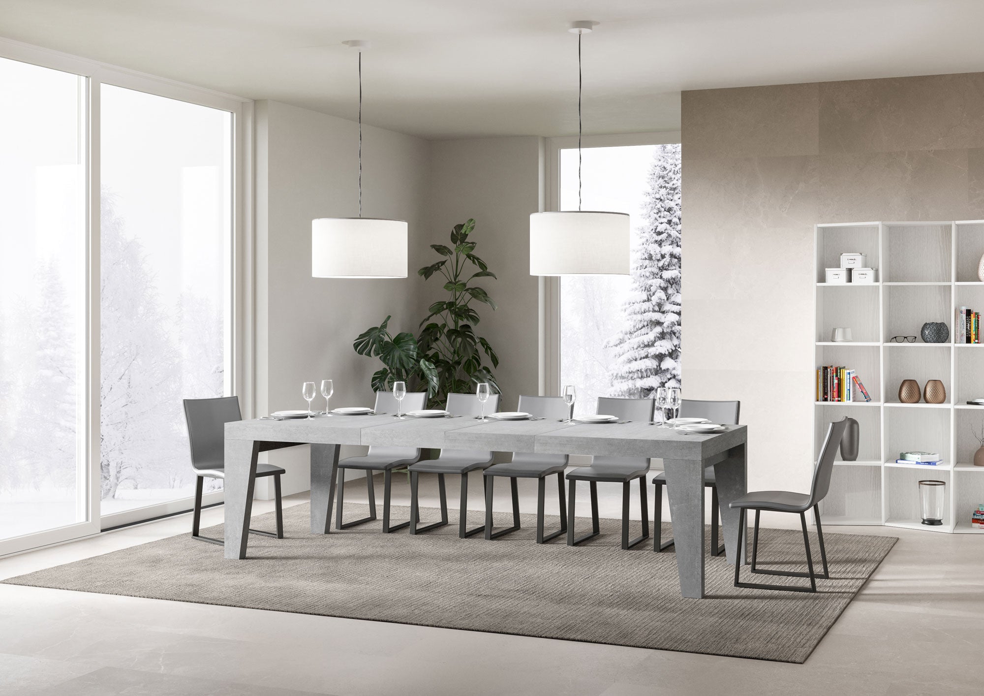 Tavolo allungabile 90x200/460 cm Naxor Premium cemento