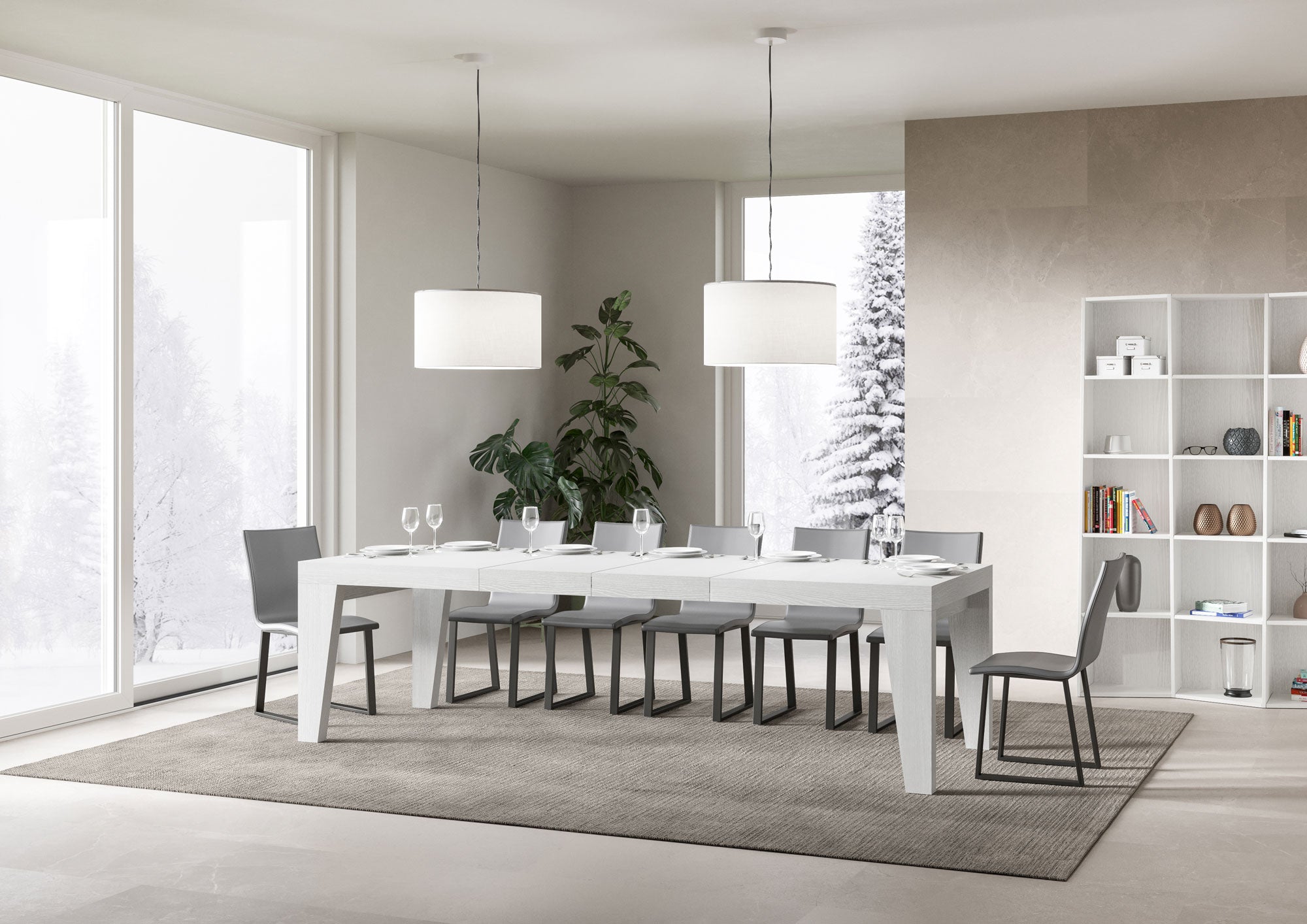 Tavolo allungabile 90x200/460 cm Naxor Premium bianco frassino