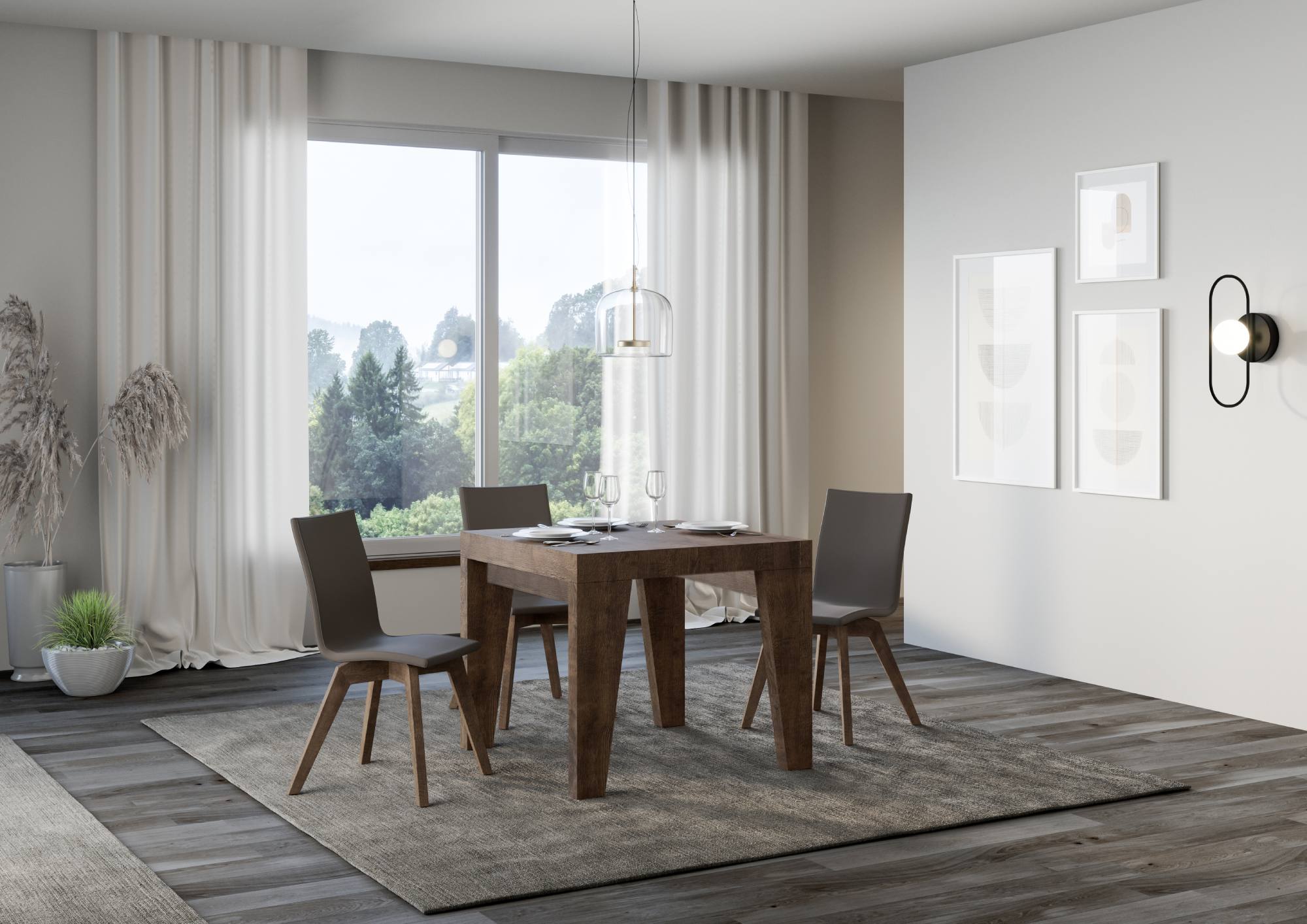 Tavolo allungabile 90x90/246 cm Naxor Noce