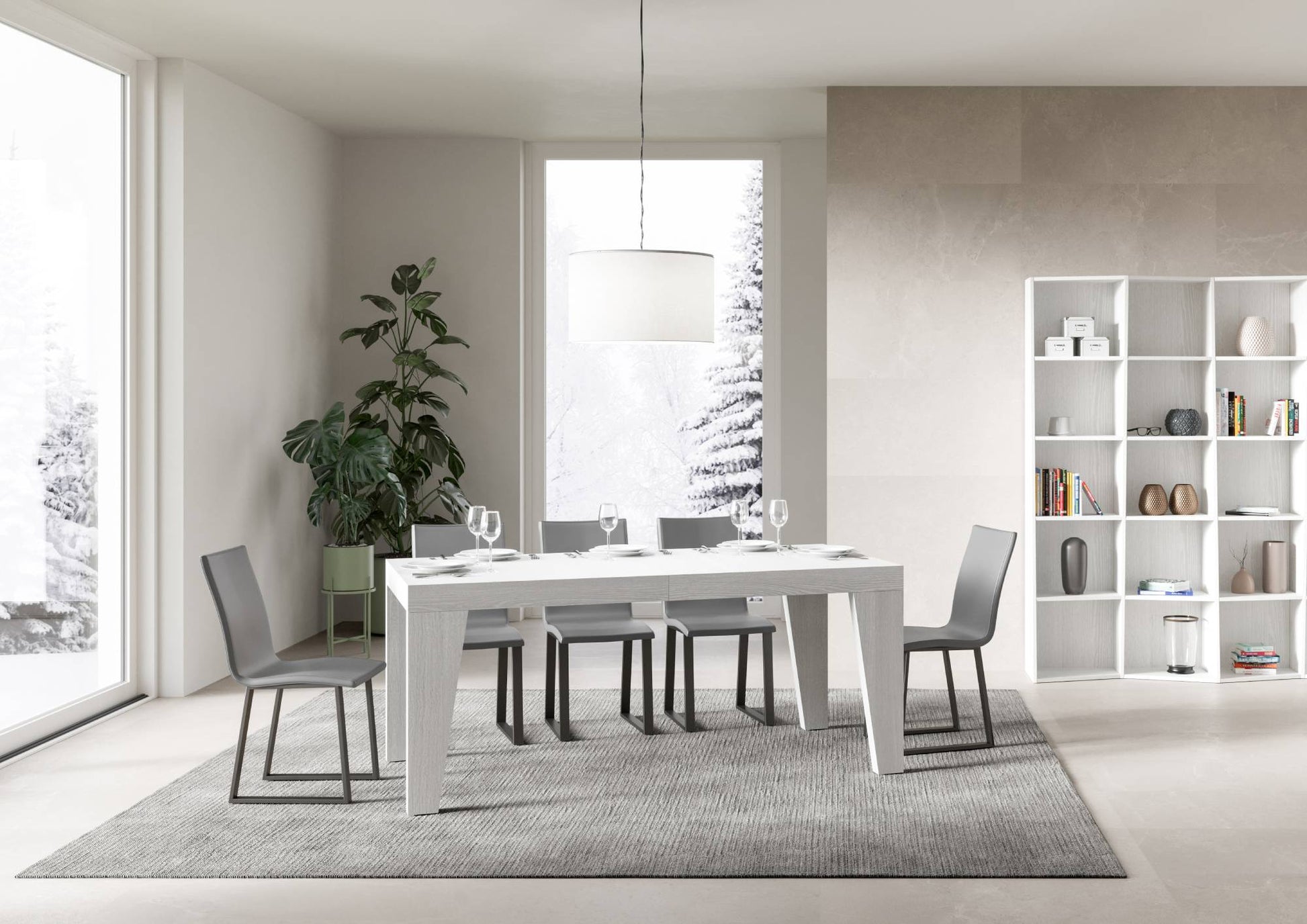 Tavolo allungabile 90x160/264 cm Naxor Bianco Frassino