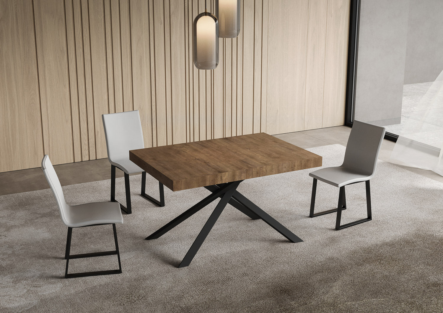 Tavolo allungabile 90x120/224 cm Niketis noce gambe antracite