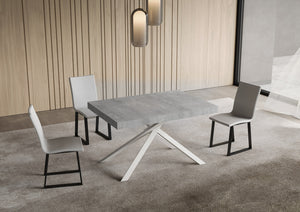 Tavolo allungabile 80x120/204 cm Niketis cemento gambe bianche