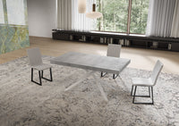 Tavolo allungabile 80x160/244 cm Niketis cemento gambe bianche