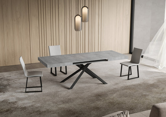 Tavolo allungabile 90x120/224 cm Niketis cemento gambe antracite