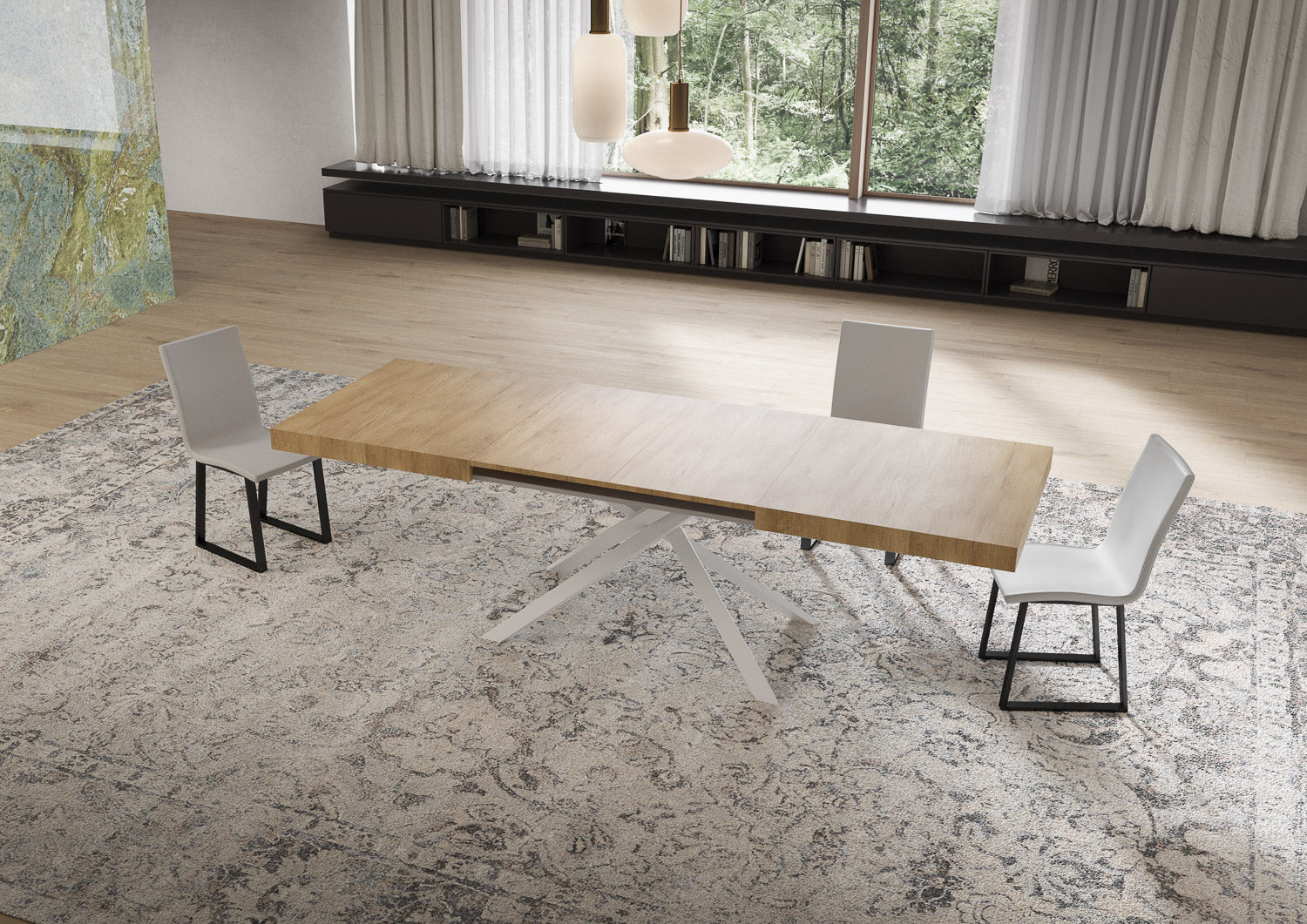 Tavolo allungabile 80x160/244 cm Niketis quercia natura gambe bianche