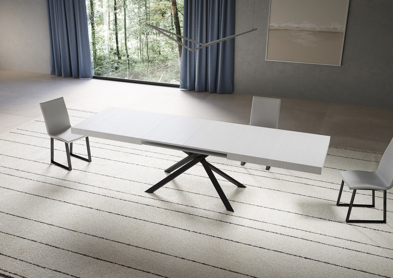 Tavolo allungabile 90x200/304 cm Niketis bianco frassino gambe antracite