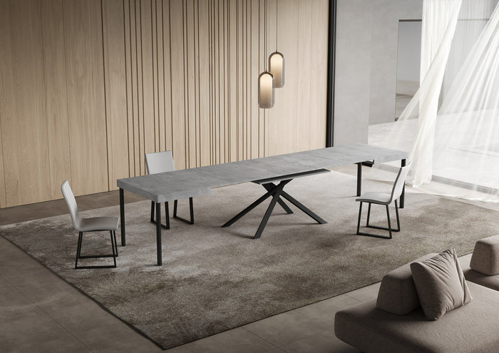 Tavolo allungabile 90x130/390 cm Niketis cemento gambe antracite