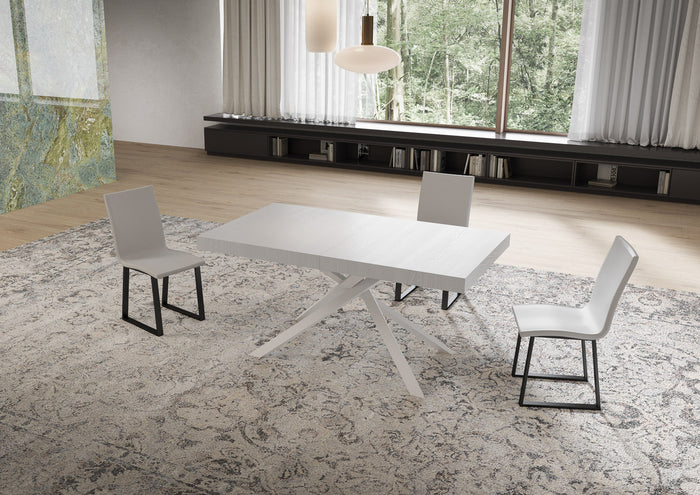 Tavolo allungabile 90x160/264 cm Niketis bianco frassino gambe bianche