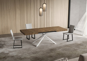 Tavolo allungabile 90x140/244 cm Niketis noce gambe bianche