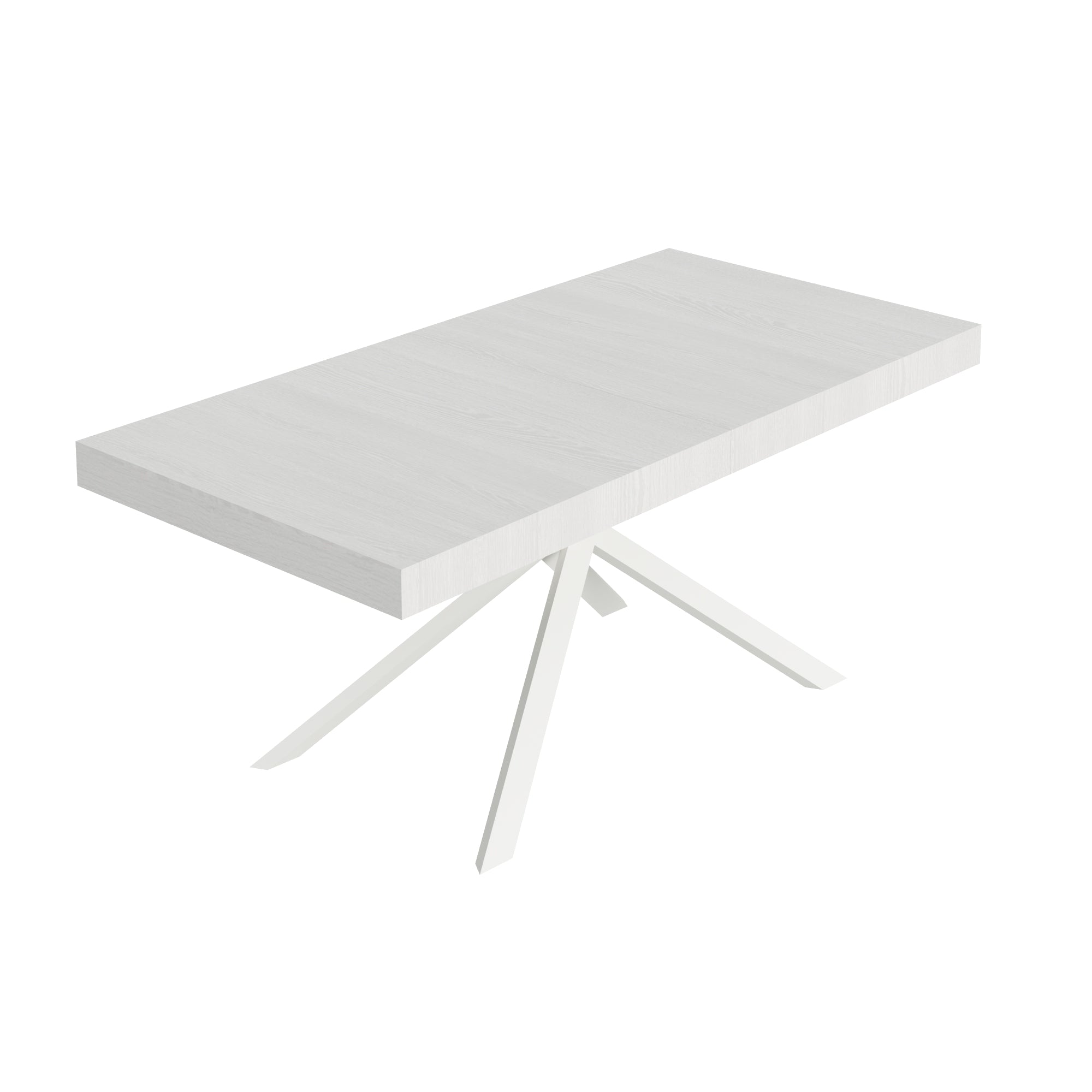 Tavolo allungabile 90x180/284 cm Niketis bianco frassino gambe bianche