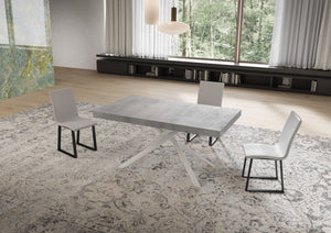 Tavolo allungabile 90x160/264 cm Niketis cemento gambe bianche
