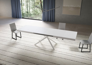 Tavolo allungabile 90x180/284 cm Niketis bianco frassino gambe bianche
