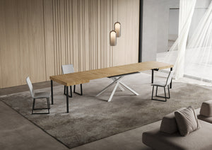 Tavolo allungabile 90x120/380 cm Niketis quercia natura gambe bianche