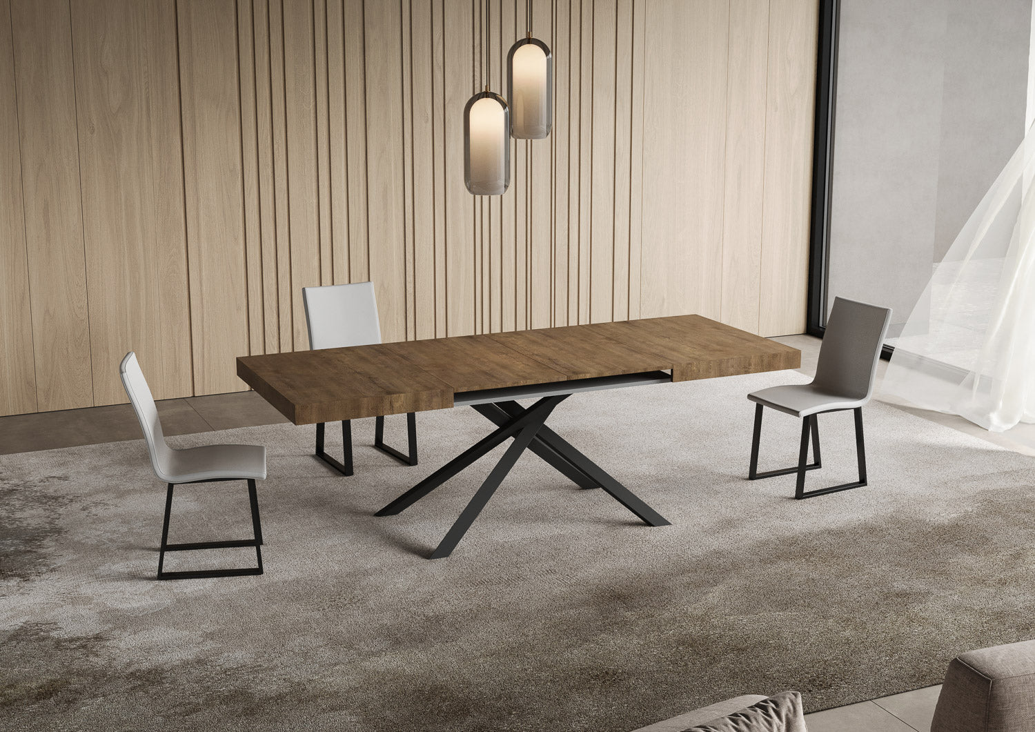 Tavolo allungabile 90x120/380 cm Niketis noce gambe antracite