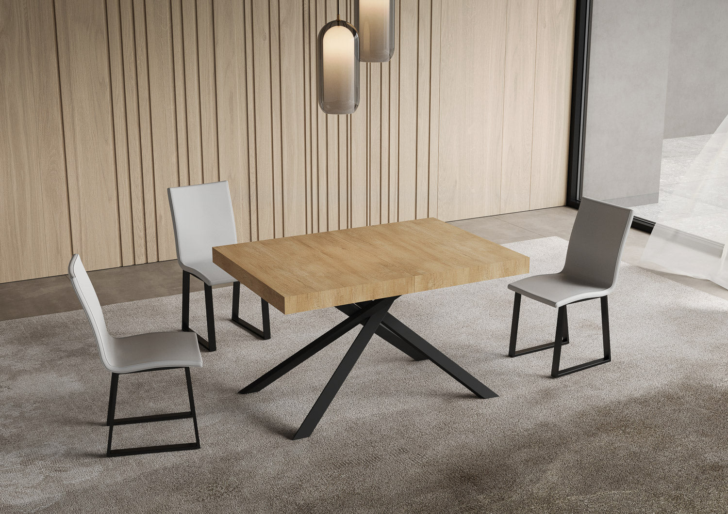 Tavolo allungabile 90x130/390 cm Niketis quercia natura gambe antracite