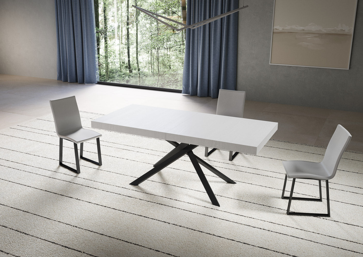 Tavolo allungabile 90x180/440 cm Niketis bianco frassino gambe antracite