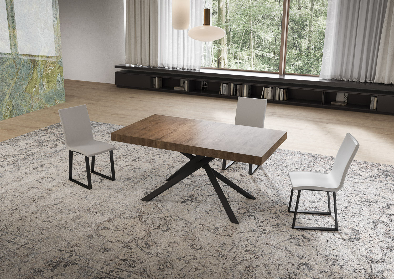 Tavolo allungabile 90x160/420 cm Niketis noce gambe antracite