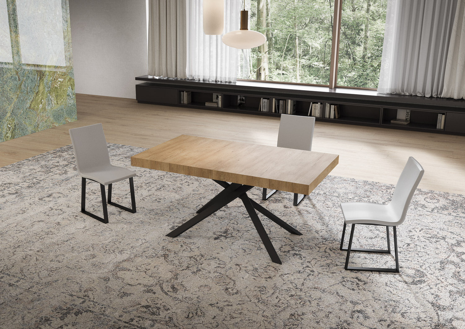 Tavolo allungabile 90x160/420 cm Niketis quercia natura gambe antracite