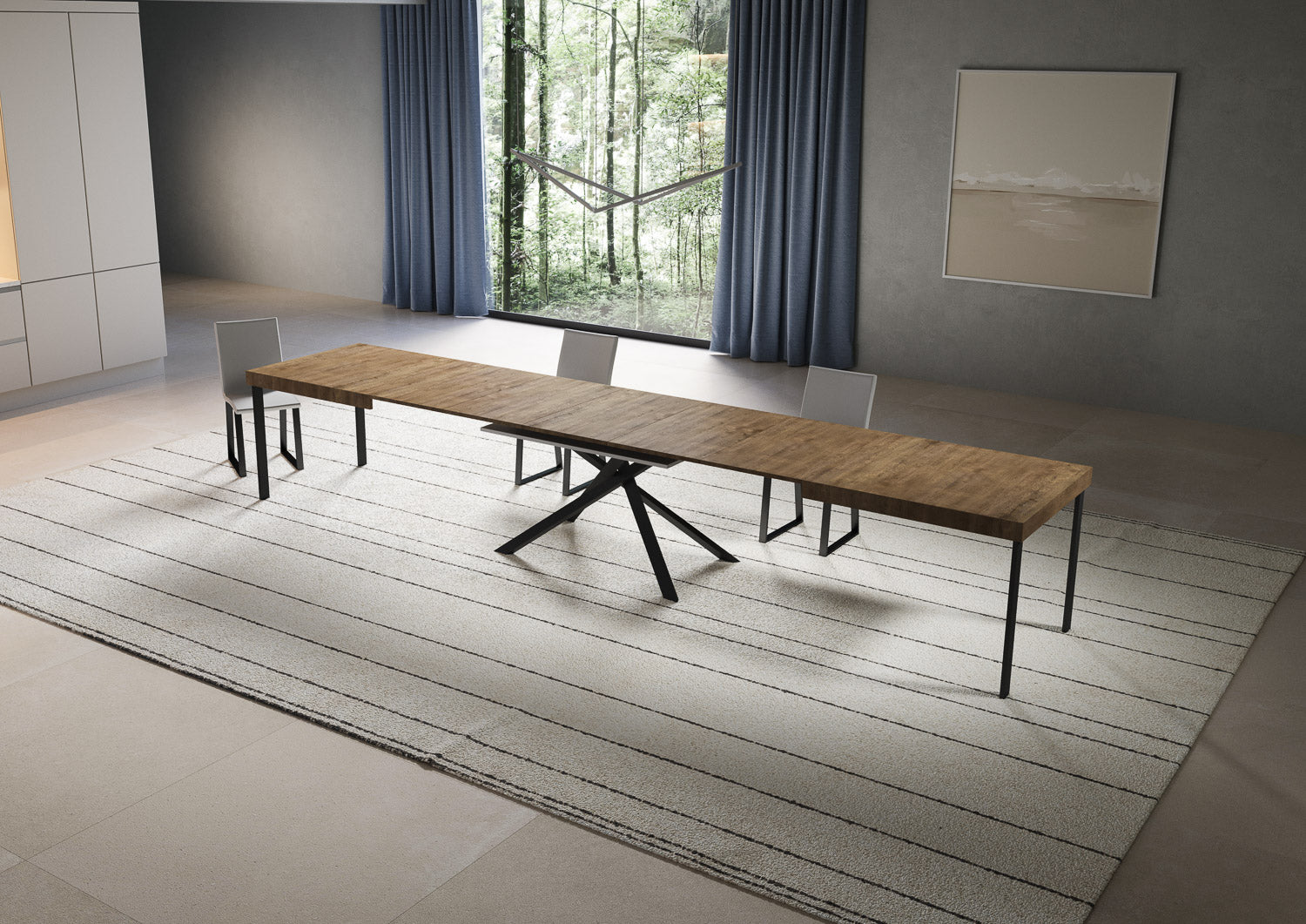 Tavolo allungabile 90x180/440 cm Niketis noce gambe antracite