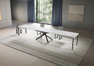 Tavolo allungabile 90x200/460 cm Niketis bianco frassino gambe antracite