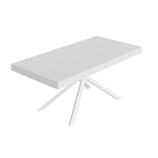 Tavolo allungabile 90x200/304 cm Niketis bianco frassino gambe bianche