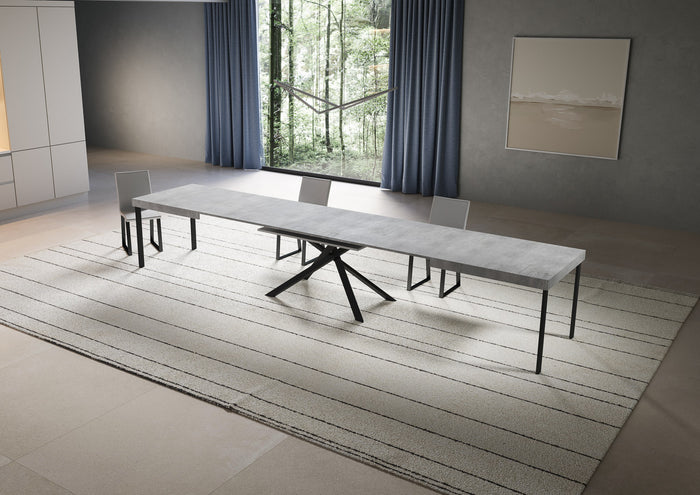 Tavolo allungabile 90x200/460 cm Niketis cemento gambe antracite