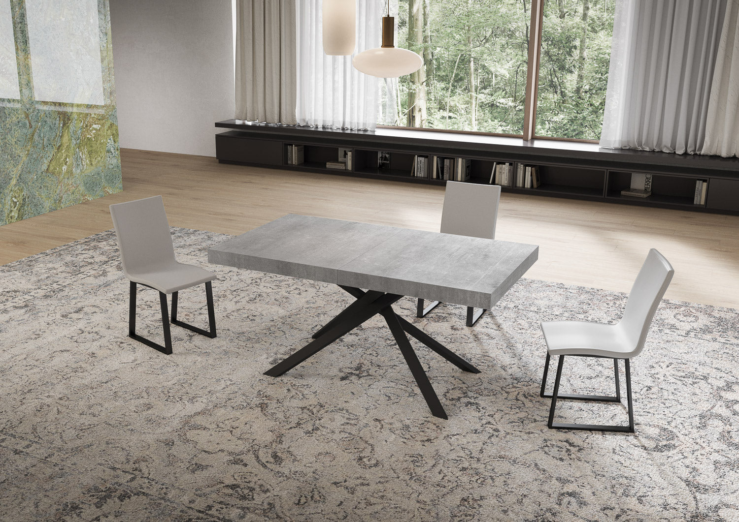 Tavolo allungabile 80x160/244 cm Niketis cemento gambe antracite