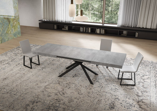 Tavolo allungabile 80x160/244 cm Niketis cemento gambe antracite