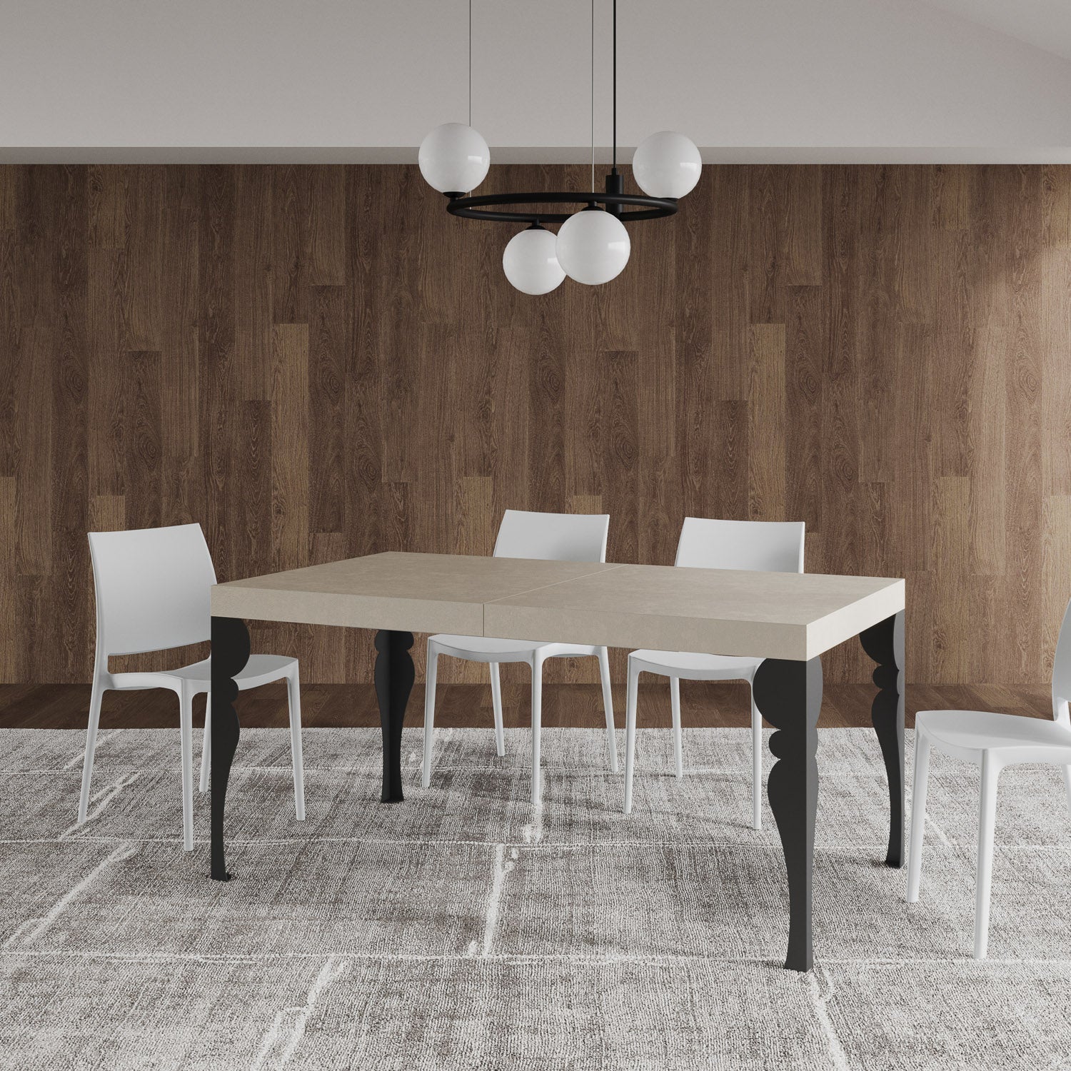 Tavolo allungabile 80x160/244 cm Paxor cashmere telaio Antracite