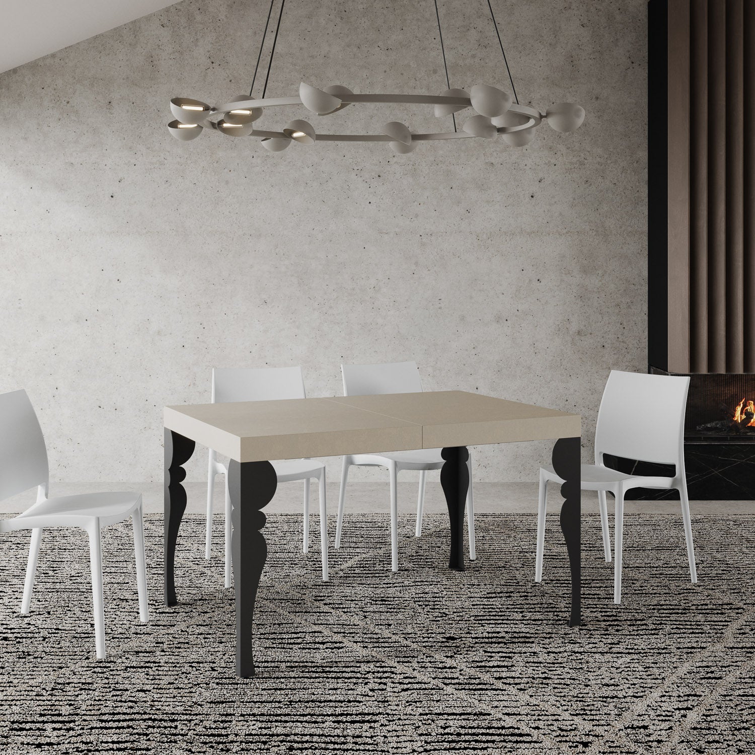 Tavolo allungabile 80x120/204 cm Paxor cashmere telaio Antracite