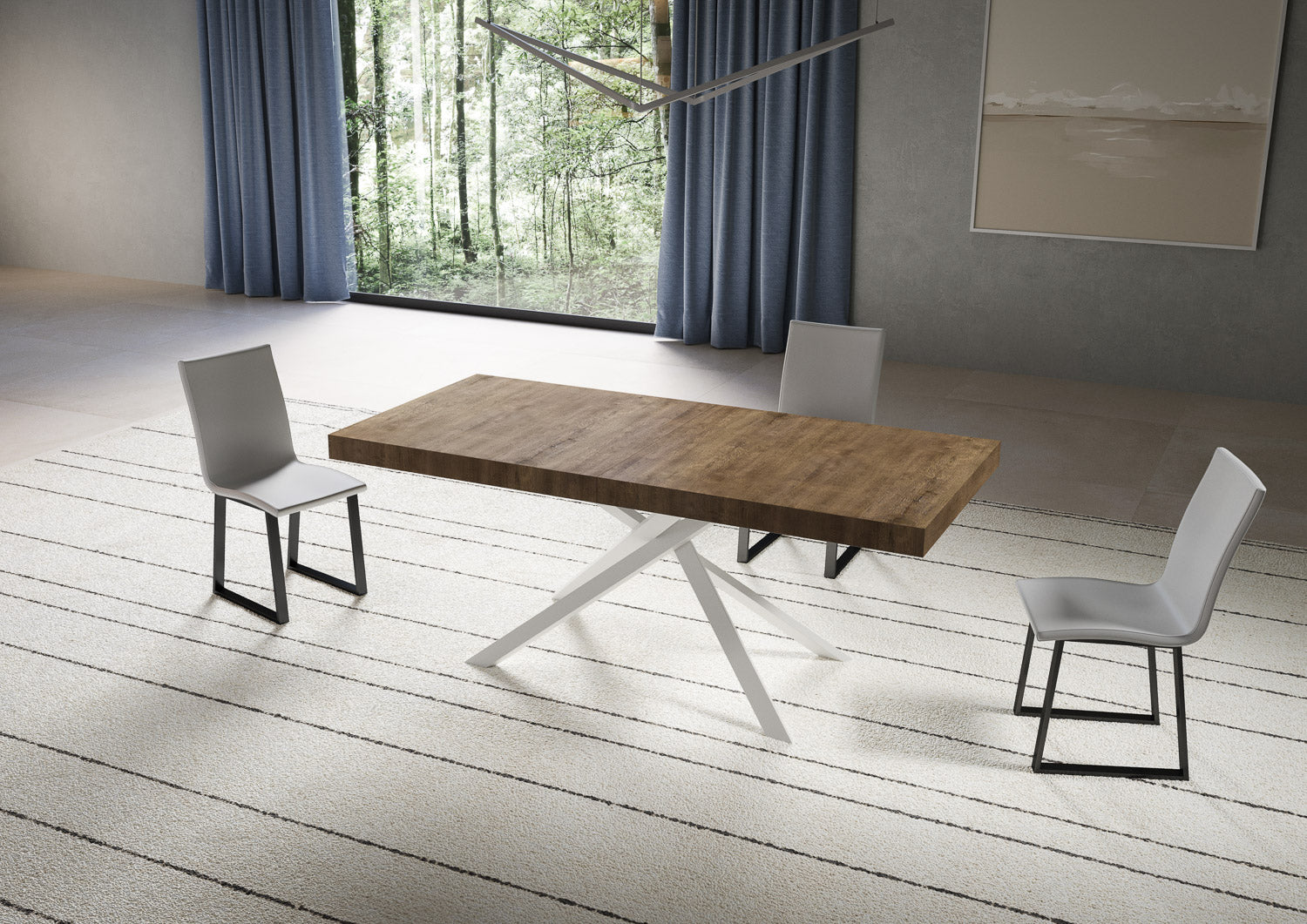 Tavolo allungabile 90x180/440 cm Niketis noce gambe bianche