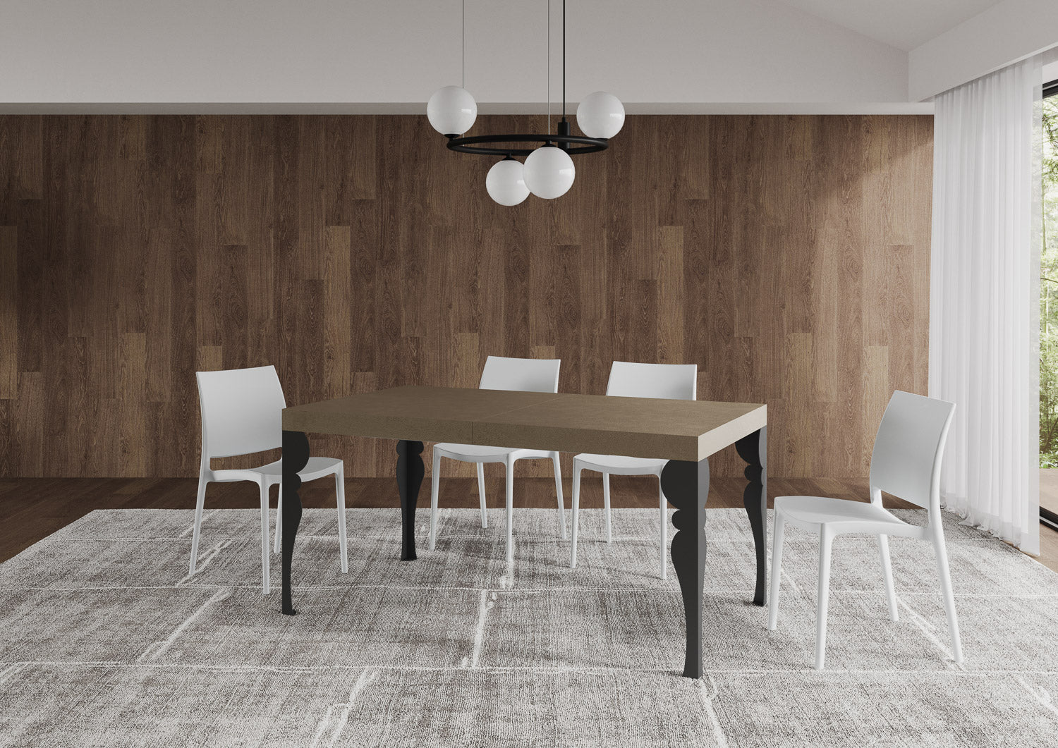 Tavolo allungabile 90x160/264 cm Paxor tortora gambe antracite