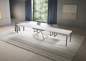Tavolo allungabile 90x200/460 cm Niketis bianco frassino gambe bianche