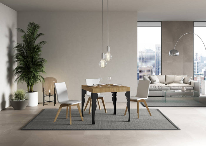 Tavolo allungabile 90x90/246 cm Paxor Quercia Natura telaio Antracite