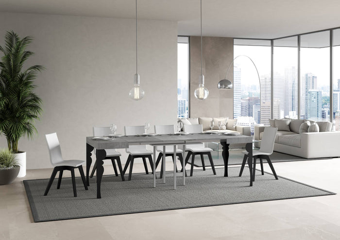 Tavolo allungabile 90x90/246 cm Paxor Cemento telaio Antracite
