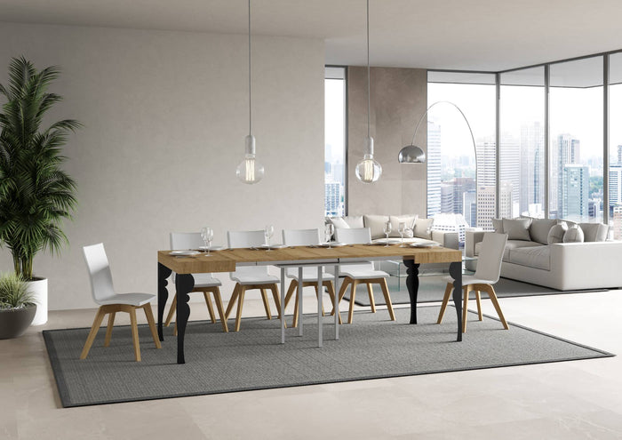 Tavolo allungabile 90x90/246 cm Paxor Quercia Natura telaio Antracite