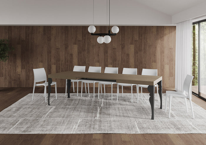 Tavolo allungabile 90x160/420 cm Paxor tortora gambe antracite