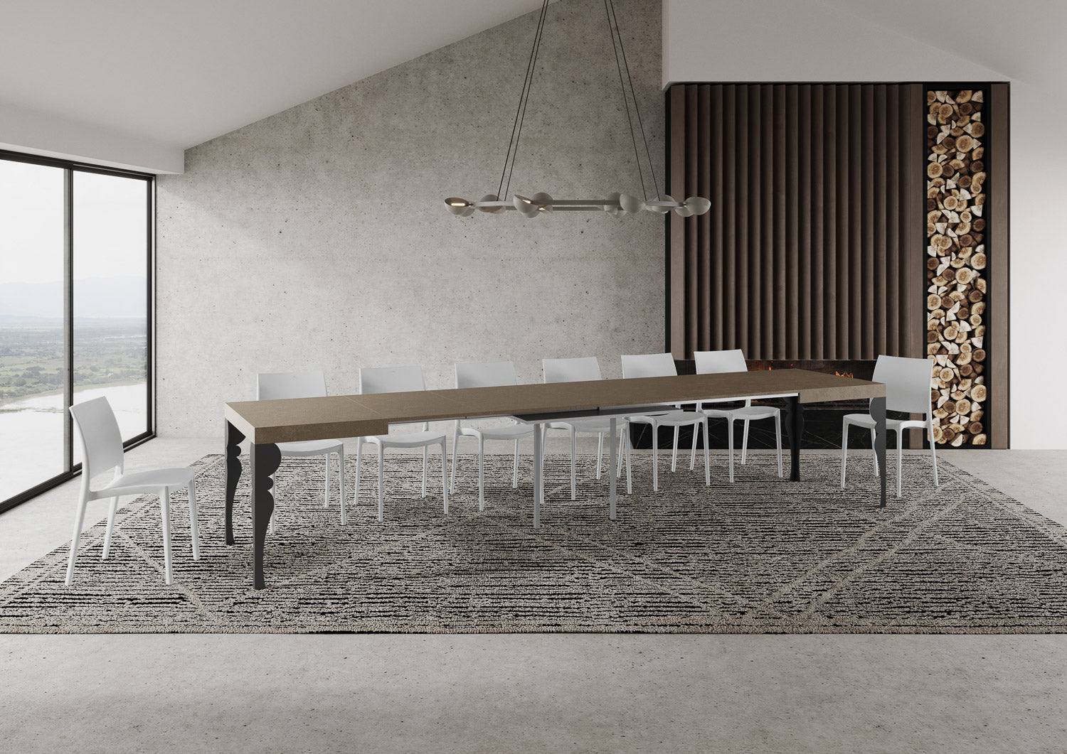 Tavolo allungabile 90x140/400 cm Paxor tortora gambe antracite