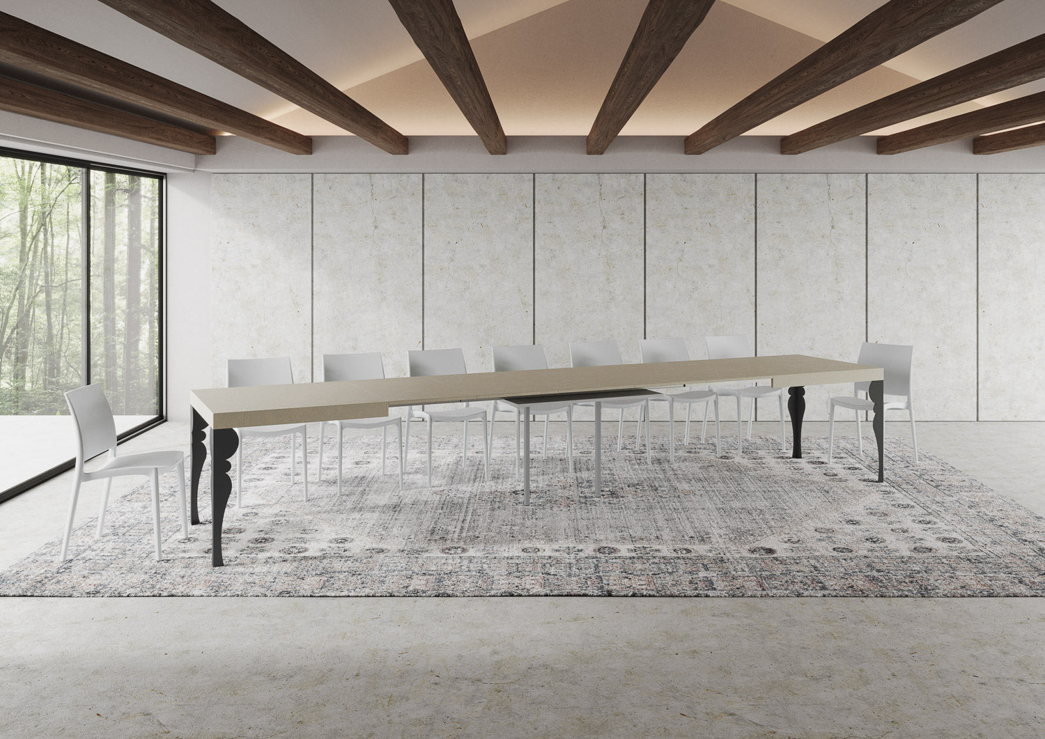 Tavolo allungabile 90x180/440 cm Paxor cashmere gambe antracite