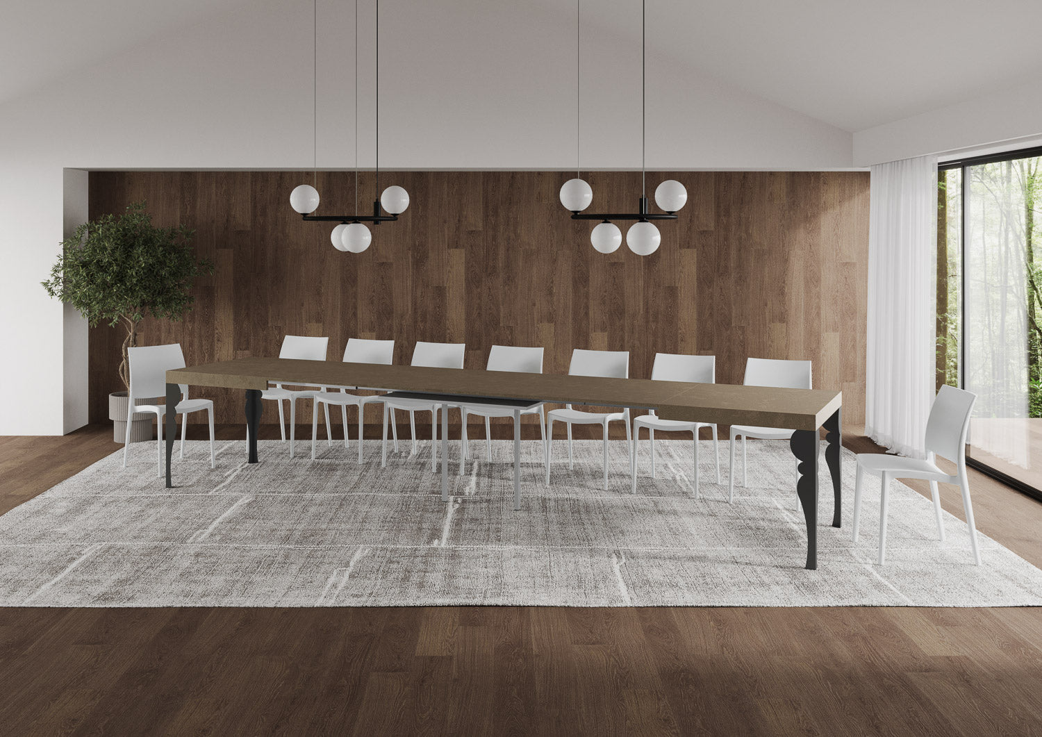 Tavolo allungabile 90x160/420 cm Paxor tortora gambe antracite