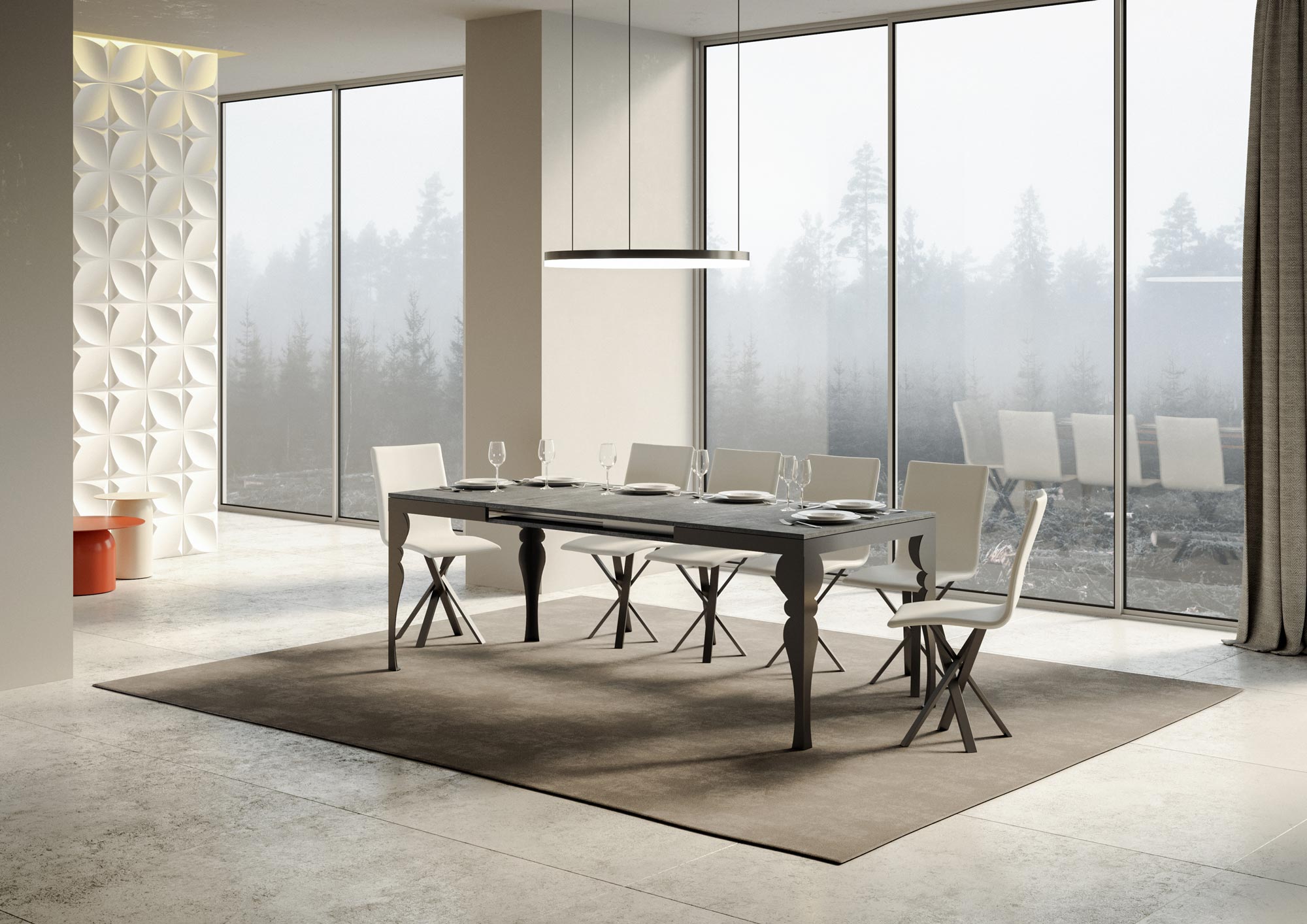 Tavolo allungabile 90x160/264 cm Paxor Evolution Cemento telaio Antracite