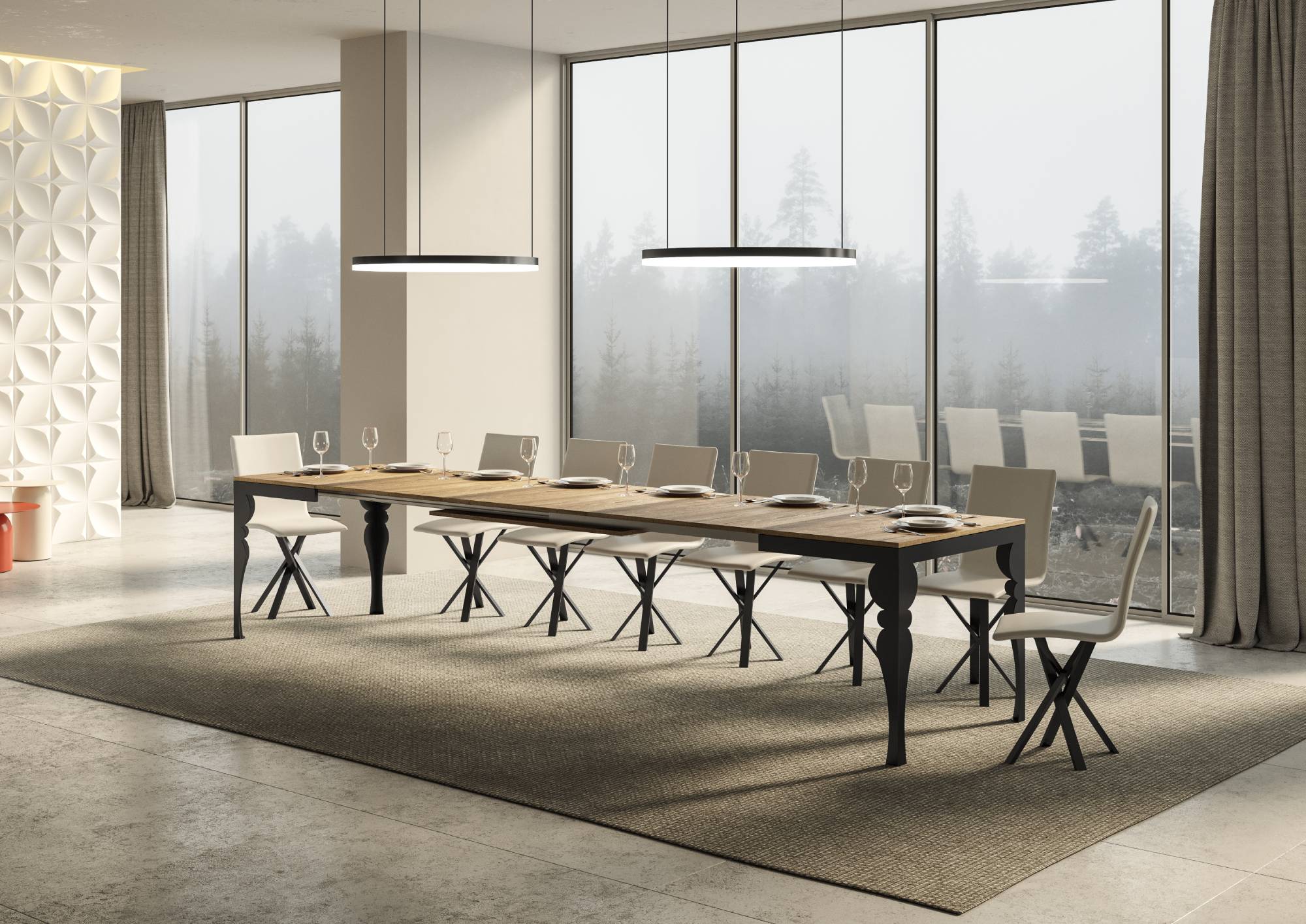 Tavolo allungabile 90x160/420 cm Paxor Evolution Quercia Natura telaio Antracite