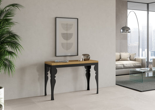 Tavolo apribile 120x45/90 cm Paxor Double Quercia Natura telaio Antracite