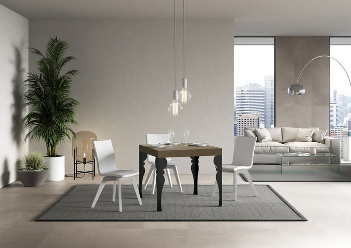 Tavolo allungabile 90x90/246 cm Paxor Premium tortora gambe antracite