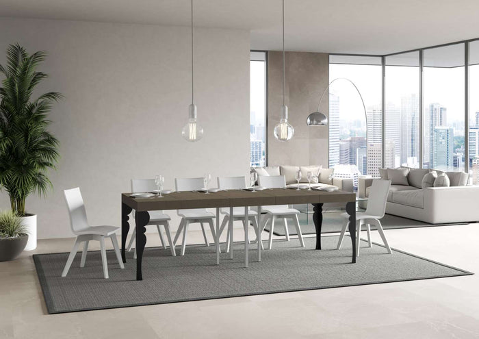 Tavolo allungabile 90x90/246 cm Paxor Premium tortora gambe antracite