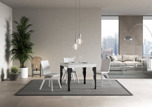 Tavolo allungabile 90x90/246 cm Paxor Premium Bianco Frassino telaio Antracite