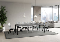 Tavolo allungabile 90x90/246 cm Paxor Premium Cemento telaio Antracite