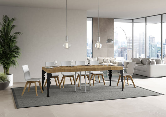 Tavolo allungabile 90x90/246 cm Paxor Premium Quercia Natura telaio Antracite